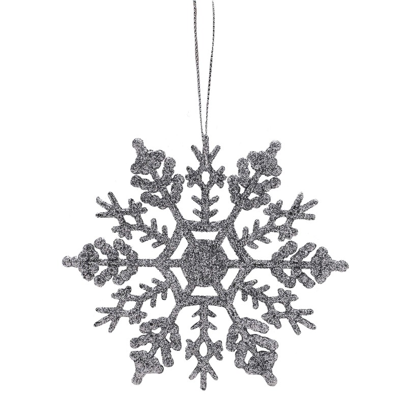 Christmas Concepts Pack of 12-10cm Silver Glitter Snowflake Hanging Decorations