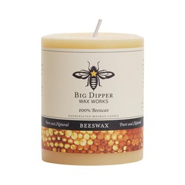 Big Dipper Wax Works 100% Pure Beeswax Pillar Candles (1 Pack) – 3" x 3.5" Handmade in USA, Long Burning Clean Soot-Free, Natural Honey Aroma, Eco-Friendly Cotton Wick, Home Décor & Meditation