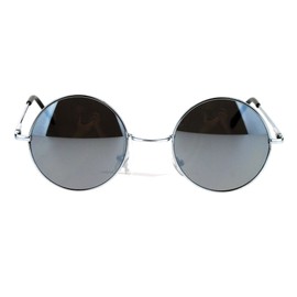 SA106 Reflective Color Mirrored Hippie Groove Round Circle Lens Retro Sunglasses Silver Mirror