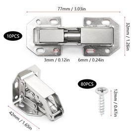 Aoyswuz Pack of 10 Cabinet Door Hinges with Screws 77 x 32 mm 90 Degree Mute Door Hinges for Kitchen Cabinet Wardrobe