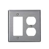 Leviton 2-Gang, 1-Decora, 1-Duplex Receptacle Stainless Steel Midway Wallplate, SJ826-40,