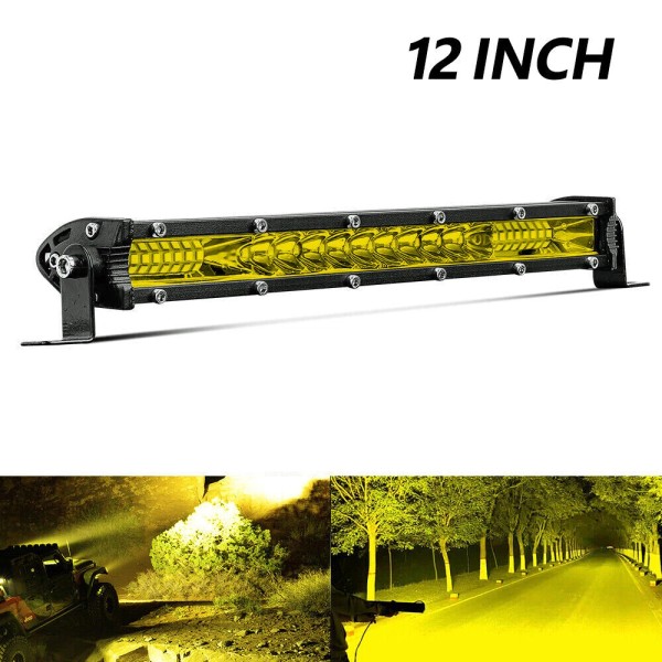 Unbranded 12 inch Amber LED Light Bar Single Row Thin