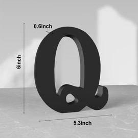 Aruatu 6 Inch Black Wood Letters Unfinished Wood Letters for Wall Decor Decorative Standing Letters Slices Sign Board Decoration for Craft Home Party Projects (Q)