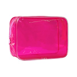 TotePrint Clear PVC Toiletry Bags in 1 Bright Colours Large Capacity, Dark red - 1 piece, Modern