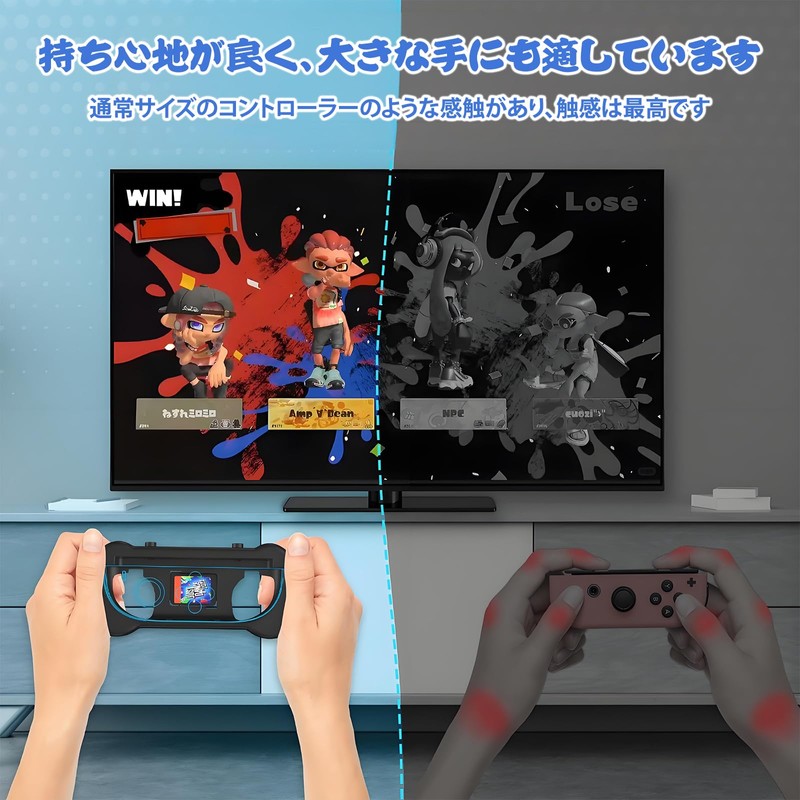 PETFROH Switch 2用 Joy-Con ハンドル グリップ 左右セット【人間工学デザイン・ゲームカード収納・親肌素材】装着簡単・滑り止め・快適操作 (ブルー＆オレンジ)