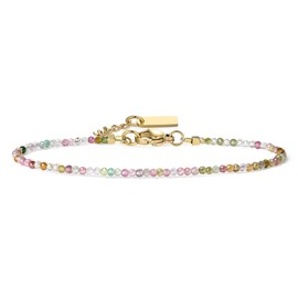 COAI Women's Crystal Bracelet with Faceted Stone Beads Golden Chain Bracelets Lucky Bracelet for Women, Stainless Steel Stone, Tourmaline