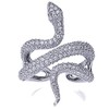 Sterling Silver Statement Ring Healing Protection Snake CZ Pave Adjustable