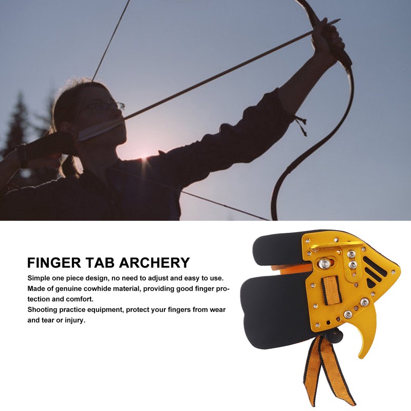 Shooting Tabs Golden Gold and Black Leather Archery Finger Guard