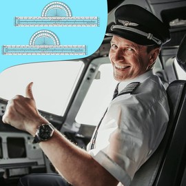 KJKVIVH 2 Pack Plotter Plotting Tool Aviation Plotter Charts Air Navigation Plotter Pilot Accessories Plastic Transparent for Pilots Navigation