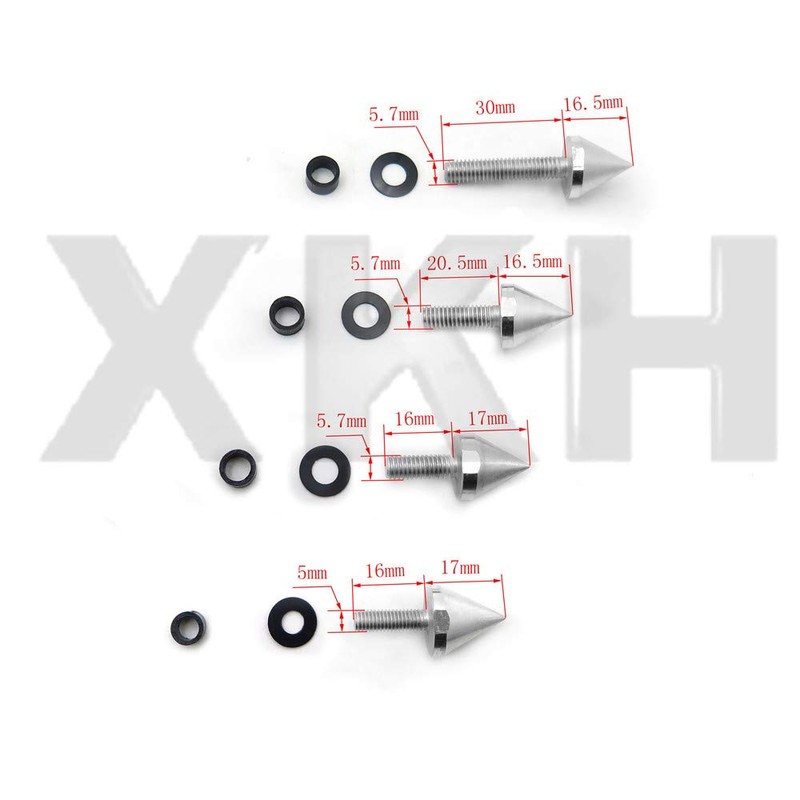 XKH- Motorcycle Silver Motorcycle Spike Fairing Bolts Compatible with 2001