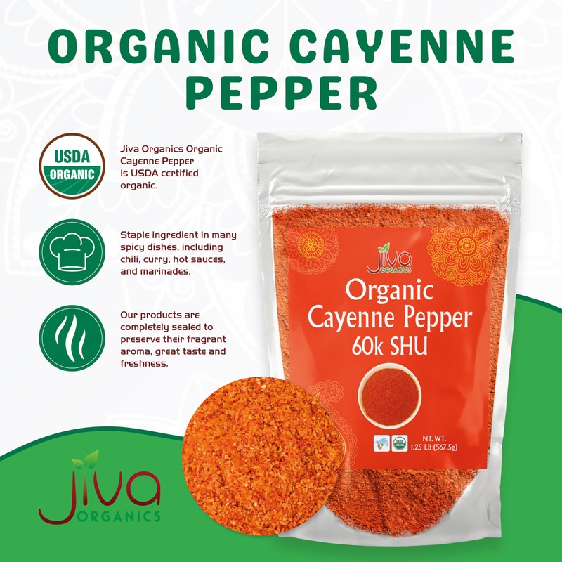 Jiva Organics Cayenne Pepper Powder Ground Chilli Pepper 1.25 LB