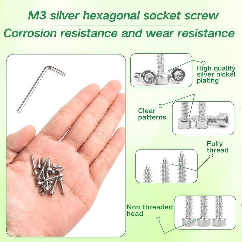 Zmbroll M3 Socket Head Cap Self Tapping Screw Silver Grade