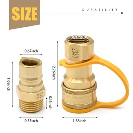 ZUDKSUY 1/2" Gas Quick Connect Kit, LP Gas Quick Connect Disconnect Connector with Male Insert Plug, 1/2 Inch Natural Gas Propane Quick Connect Adapter, Solid Brass
