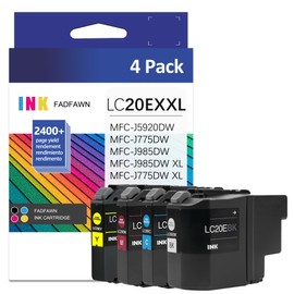 LC20E Super High Yield Ink Cartridge Set Compatible for Brother LC20E XXL Ink Cartridges MFC-J5920DW MFC-J985DW MFC-J985DWXL MFC-J775DW MFC-J775DWXL Printer (Black, Cyan, Magenta, Yellow, 4 Pack)