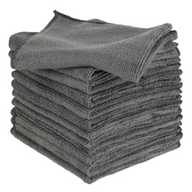 12 Stück Microfaser Handtücher - Reinigungstücher für Küche - Mikrofasertücher waschbar - Microfaser Putztuch für Auto - Spüllappen Größe 30x30cm Grau