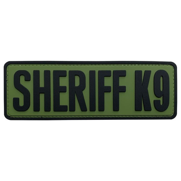 uuKen K9 Sheriff Patch OD Green 6x2 inch PVC Patch