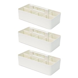 Enjoy Organizer -Large Portable Caddy, DIY Dividers, 8 Compartments, Bathroom Organizer,Portable Basket with Handle Storage Organizer Modern Made in USA (3 PACK, Ivory)