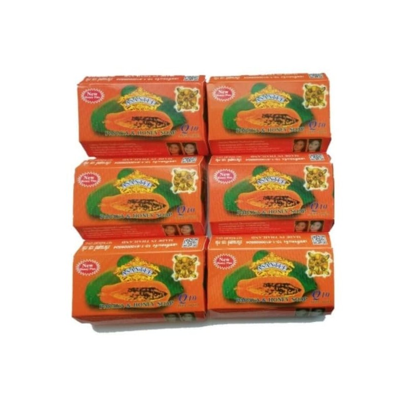 Asantee Thai Papaya Herbal Skin Whitening Soap 125g (Pack of