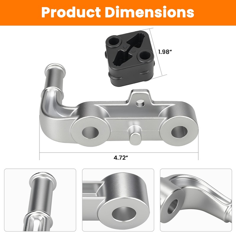 Rear Right Exhaust Bracket Muffler Support Rubber Isolator Hanger Set,