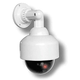 O&W Security Realistic Dummy Camera with Lens Speed Dome with Flashing Light Waterproof for Indoor and Outdoor Use