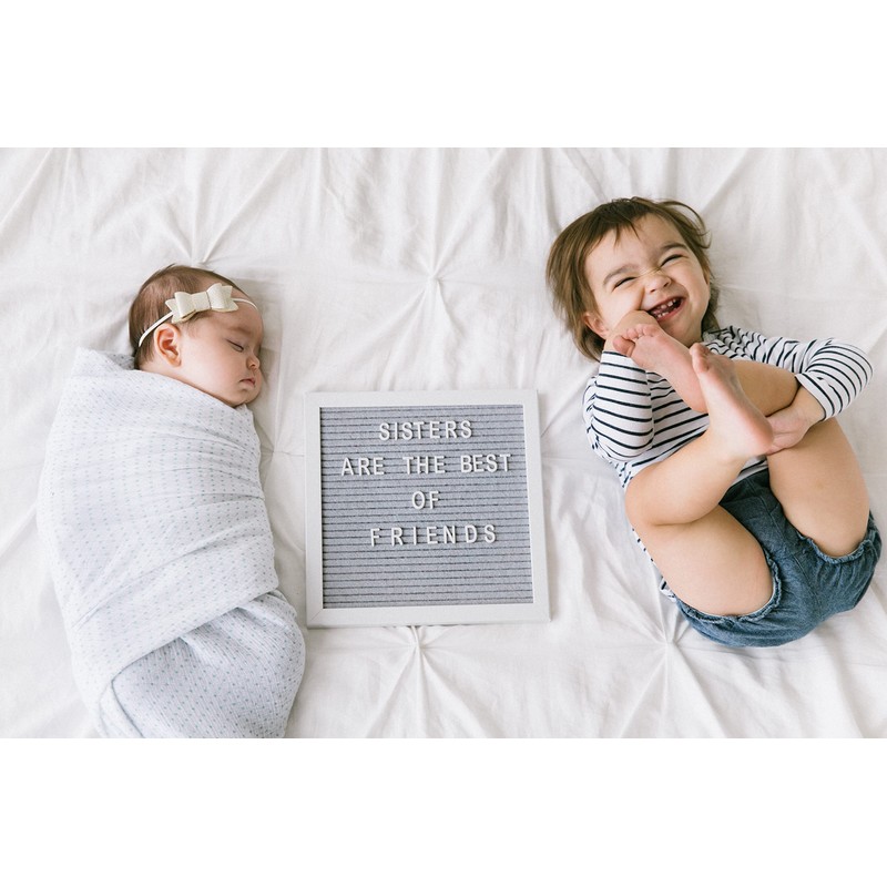Pearhead Classic Wooden Felt Letterboard, Gender-Neutral Baby Keepsake Nursery Décor,