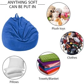 Chickwin Bean Bag Chair Cover, Corduroy Bean Bag Chair Without Filling, for Outdoor and Indoor Relaxation, Lounge Chair, Bedroom Cushion (Blue, 100 x 120 cm)