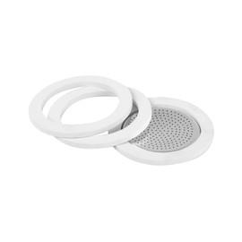 Aeternum, Ricambi Caffettiere in Alluminio, 2 Guarnizioni + 1 Piastrina, Compatibile con le Caffettiere 3 tazze, Made in Italy