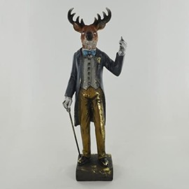 Fiesta Studios The Dapper Stag Statue Vintage Clothing Style Unique Novelty Decor Steampunk Fantasy Animals H27.5cm