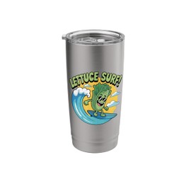 Lettuce Surf Funny Pun Surfing Salad Stainless Steel Insulated Tumbler