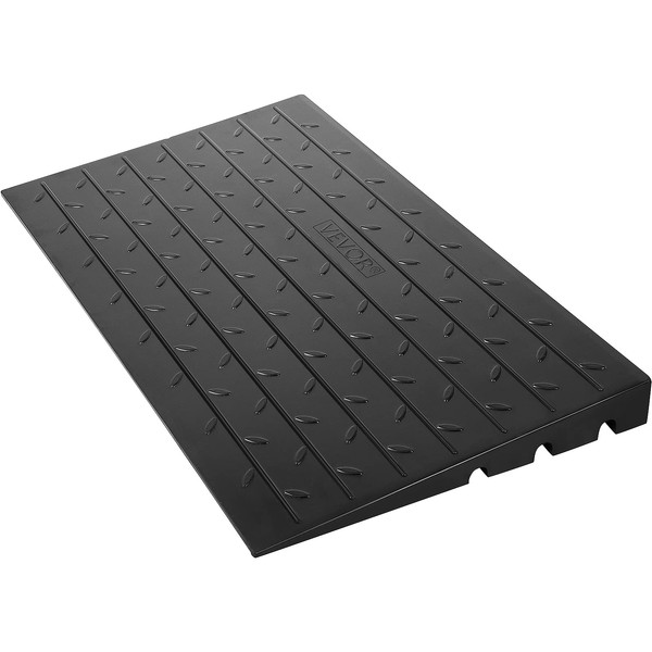 VEVOR Rubber Threshold Ramp, 4" Rise Threshold Ramp Doorway, 3 Channels Cord Cover Rubber Threshold Ramp, Rubber Angled Entry Rated 2200 Lbs Load Capacity for Wheelchair and Scooter