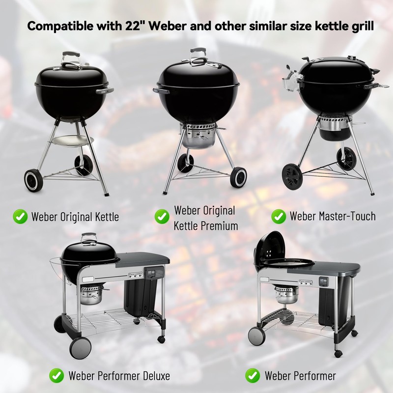 Skyflame Charkettle Stainless Steel Hinged Cooking Grate with Handles, Compatible