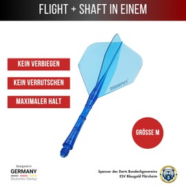 Champify 6 x OneFlow Dart Shafts with Flight - Blue | Integrated Flight Shaft System for Steel Darts & Soft Darts | Plastic Dart Flights | For Beginners & Professionals