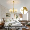 Linour Gold 5 Light Chandelier for Dining Room, Fabric Shade