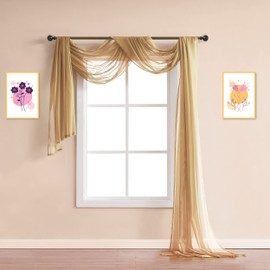 Warm Home Designs Extra Long Caramel Gold Sheer Window Scarf. Valance Scarves are 54 X 216 Inches. Great As Wedding Arch Draping Fabric, Bed Canopy Or for Decorative Project. AM Gold 216"