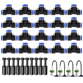 Pneumatic Connectors, 30 Pieces Pneumatic Accessory Set, T Type Quick Connectors, 20 Pieces Pneumatic Connector 8 mm, 10 Pieces Flow Barrier Heads, for Pneumatic Tools (PE-8)