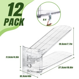 MOOKNAT Clear Shoe Slot Organizer, 12 Pack Adjustable Shoe Slots Organizer for Closet Clear Shoe Stackers Shoe Rack Holder Shoe Space Savers for A Pair of Shoes(Transparent)
