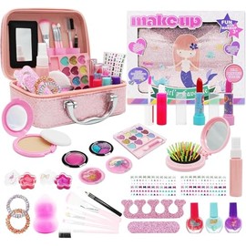 Maquillaje para Niñas, 31Piezas Juguetes de Maquillaje Lavables para Niñas, Kit de Maquillaje de Simulación No Tóxico para Ninas de 4-12 Años, Cosméti