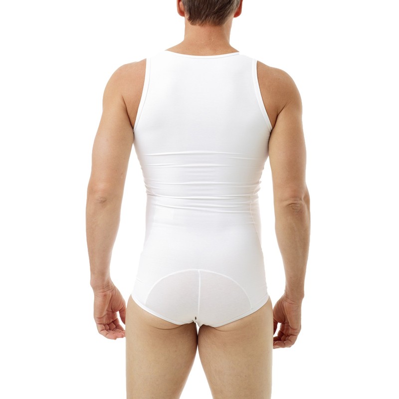 Underworks Mens Compression Tanksuit Girdle Shirt Small White