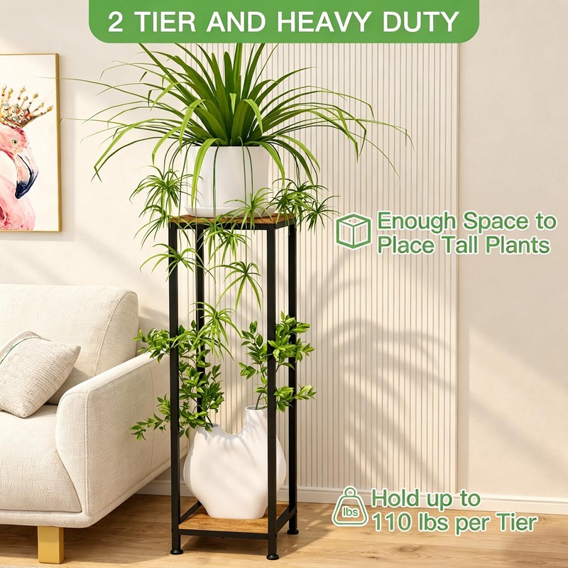 2-Pack Plant Stand Indoor, 41'' Extra Tall Wood Plant Stands