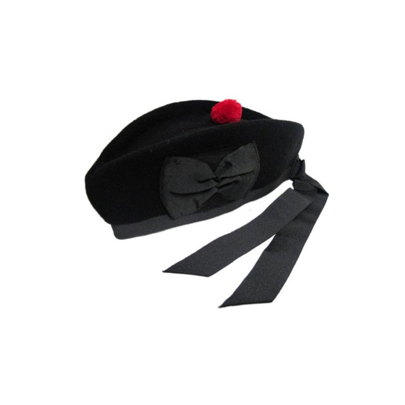 Tartanista Plain Black Scottish Glengarry - Size 55