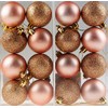 Set Of 16 Rose Gold Christmas Tree Baubles Decorations