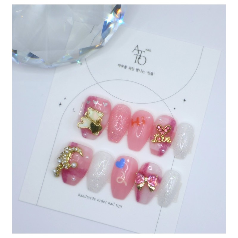 Handmade nail tips - Roly Poly - Basic - Coffin
