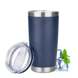 20oz Tumbler with Lid Stainless Steel Insulated Tumblers Travel Coffee Tumbler Bulk Double Wall Vacuum Insulated Water Cup Christmas Gifts for Women Men Her Him Home Office (Navy Blue, 1pack)