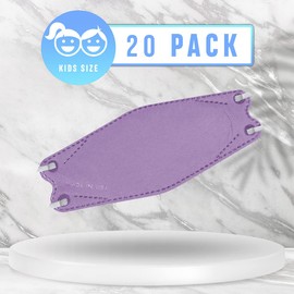 Lutema 5-Layer Disposable Face Mask 5-Ply Protection Breathable Comfortable Made in USA - 3D Fish Design (20 pcs) (Kids, Purple)