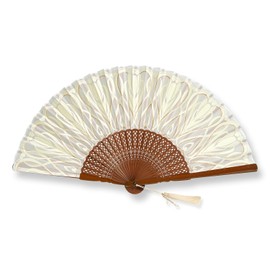 HOSEKKEN [Luxury Folding Fan Brand Combines Traditional Craftsmanship and Modern Sensibility] Women's [Art Nouveau - Navy/Beige/Black] Kimono Accessories, Durable, Chic Stylish, Mother's Day Gift,