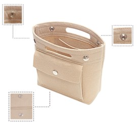 MISIXILE Mini Tote Purse organizer insert, Felt lightweight Handbag Organizer Fits LV NeoNoe Perfectly - beige