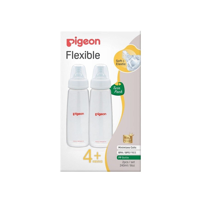 Pigeon Flexible Slim Neck Baby Bottle for 4+ Months Babies,
