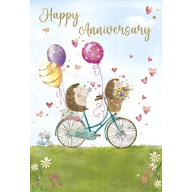 Noel Tatt Anniversary Card - Hedgehogs on a Bicycle - Eco-Friendly and Recyclable