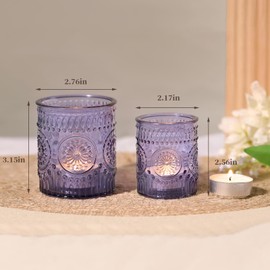 Volens 20pcs Assorted Purple Votive Candle Holders Bulk, Large Glass Votive & Tea Light Candle Holder for Wedding Table Centerpieces, Purple Party Decorations, and Home Decor