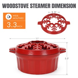 Cast Iron Wood Stove Steamer 2.5 Quart with Large Opening Top - Flake Bright Red